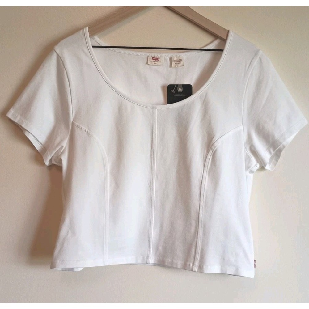 Levi's Mars Corset T Shirt XXL NWT White Slim Fit Scoop Neck Y2K Inspired Top